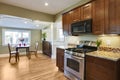 Remodel kitchen with wood flooring Royalty Free Stock Photo