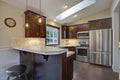 Remodeled kitchen with skylights.