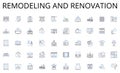 Remodeling and renovation line icons collection. Focus, Efficiency, Motivation, Dedication, Initiative, Accountability