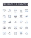 Remodeling and renovation line icons collection. Refurbishing, Revamping, Revitalizing, Restoring, Updating, Modernizing