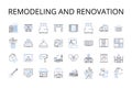 Remodeling and renovation line icons collection. Refurbishing, Revamping, Revitalizing, Restoring, Updating, Modernizing