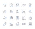 Remodeling and renovation outline icons collection. Remodelling, Renovation, Refurbishment, Reconstruction, Redesign