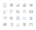 Remodeling and renovation outline icons collection. Remodelling, Renovation, Refurbishment, Reconstruction, Redesign