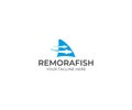Remora Fish and Shark Fin Logo Template. Sharksucker Vector Design