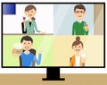 It is an illustration of people having an online drinking party.