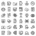 Remote access icons set, outline style