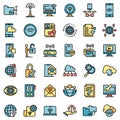 Remote access icons set vector flat