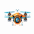 Remote aerial drone copter with a camera taking photography or video recording