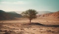 Remote African wilderness panoramic savannah, sand dunes, and acacia trees generated by AI Royalty Free Stock Photo