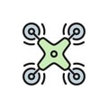Remote air drone, aerial vehicle flat color line icon. Royalty Free Stock Photo