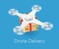 Remote air white modern drone with a box