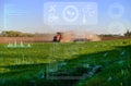 Remote automated control of a tractor in agriculture. AI technologies to analyze data and increase productivity and yield Royalty Free Stock Photo