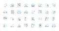 Remote banking linear icons set. Online, Mobile, Digital, E-banking, Automated, Virtual, Paperless line vector and