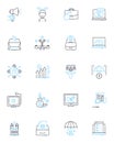Remote banking linear icons set. Online, Virtual, Digital, App-based, Cyber, Mobile, Internet line vector and concept