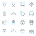 Remote banking linear icons set. Online, Virtual, Digital, App-based, Cyber, Mobile, Internet line vector and concept