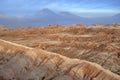 Remote, Barren volcanic landscape of Valle de la Luna, in the Atacama Desert, Chile Royalty Free Stock Photo