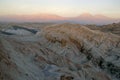 Remote, Barren volcanic landscape of Valle de la Luna, in the Atacama Desert, Chile Royalty Free Stock Photo