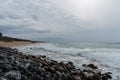 Remote beach at the edge of the Napali Coast on Kauai, Hawaii, in winter Royalty Free Stock Photo