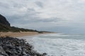 Remote beach at the edge of the Napali Coast on Kauai, Hawaii, in winter Royalty Free Stock Photo