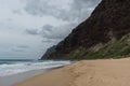 Remote beach at the edge of the Napali Coast on Kauai, Hawaii, in winter Royalty Free Stock Photo