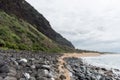 Remote beach at the edge of the Napali Coast on Kauai, Hawaii, in winter Royalty Free Stock Photo