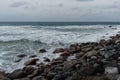 Remote beach at the edge of the Napali Coast on Kauai, Hawaii, in winter Royalty Free Stock Photo