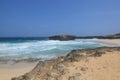 Remote Beach with a Rock Formation on the Island of Aruba