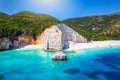 The remote and beautiful Fteri Beach on the island of Kefalonia, Greece