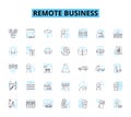 Remote business linear icons set. Telecommute, Virtual, Digital, Online, Remote, Distributed, Agile line vector and