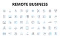 Remote business linear icons set. Telecommute, Virtual, Digital, Online, Remote, Distributed, Agile vector symbols and