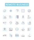 Remote business vector line icons set. Remote, Business, Teleworking, Telecommuting, Virtual, Remotely, Outsourcing