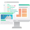 Remote business work on computer icon vector