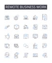 Remote business work line icons collection. Enforcement, Compliance, Governance, Discipline, Protocol, Decree, Edict