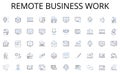 Remote business work line icons collection. Billing, Coding, Compliance, Claims, Records, Insurance, Reimbursement