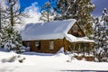 Remote Cabin With Snow Piled High On Roof Royalty Free Stock Photo