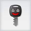 Remote car key icon logo with happy face Royalty Free Stock Photo