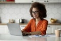 Remote Career. Happy Young Black Lady Working With Laptop At Home Office Royalty Free Stock Photo