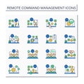 Remote command management color icon set