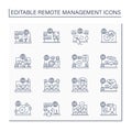Remote command management line icon set