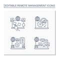 Remote command management line icon set