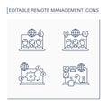 Remote command management line icon set