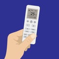 Remote control of air conditioner in hand vector illustration,