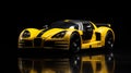 Extravagant Yellow Sports Car On Black Background