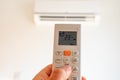 remote control command for air conditioning to be handled point to the device with the order to 23Â°C
