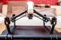 Remote control fly drone unit standing on hardcase