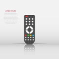 Remote control icon in flat style. Infrared controller vector illustration on white isolated background. Tv keypad business Royalty Free Stock Photo