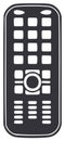 Remote control illustration with square buttons and center circle, dark gray isolated on white Royalty Free Stock Photo