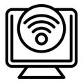 Remote control monitor icon outline vector. Camera wifi Royalty Free Stock Photo