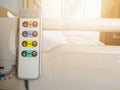 Remote control panel of electric adjustable bed Royalty Free Stock Photo