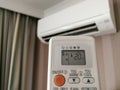 Remote control pointing at air conditioner Royalty Free Stock Photo